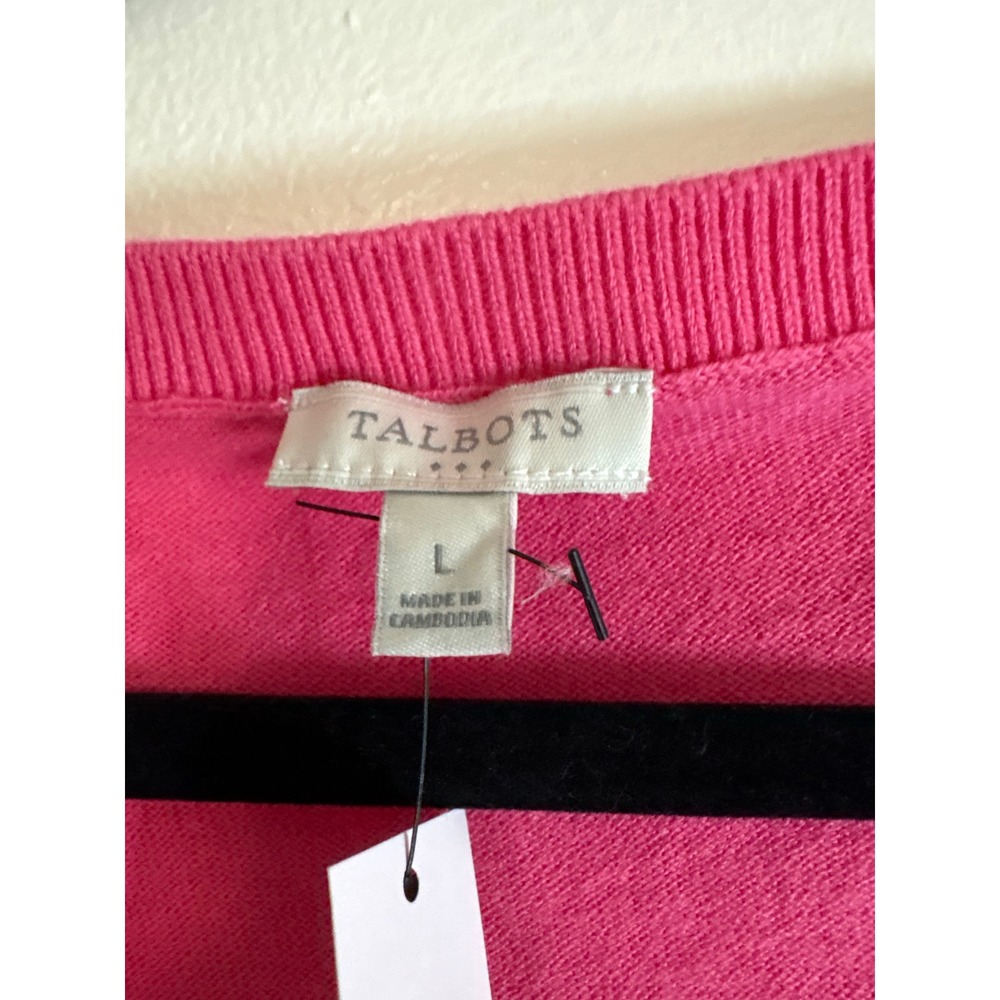 Talbots Womens Pink V-Neck Long Sleeve Knit Pullover Sweater Size L NEW - Picture 4 of 5